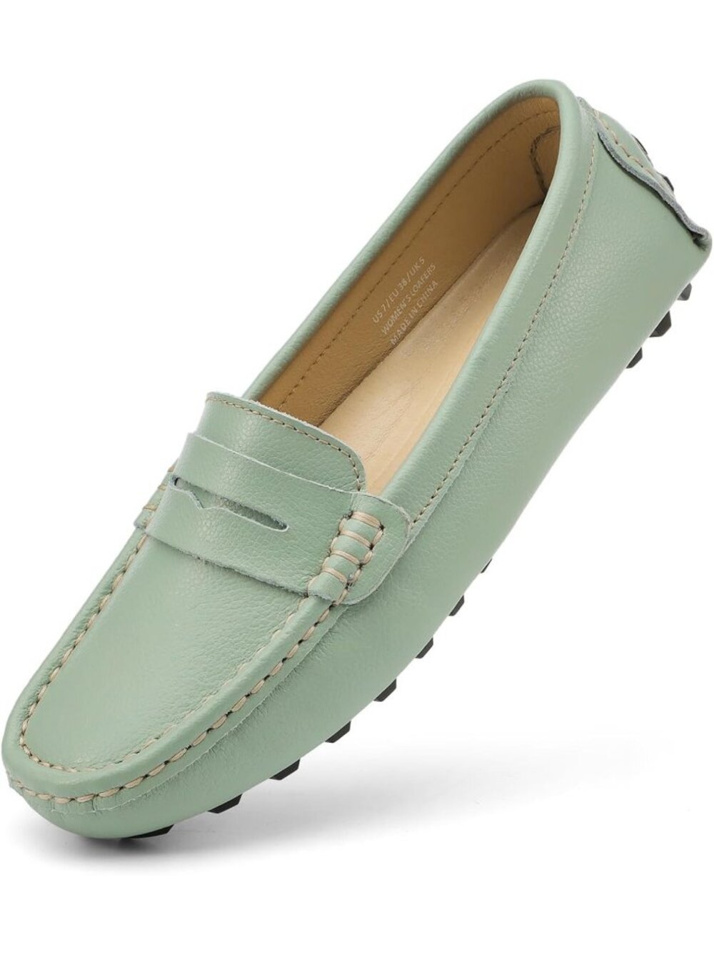 Women's Mint Slip on Round Toe Backless Slides Casual Buckle Flat Loafers Shoes